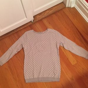 Loft grey sweater with white polka dots